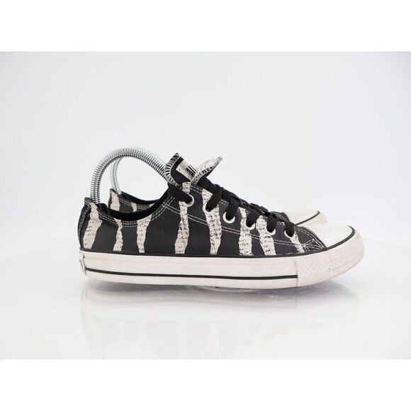 Converse Zebra Stripes Sneakers Womens Size 9 Black White Lace Up Shoes - Picture 2 of 10